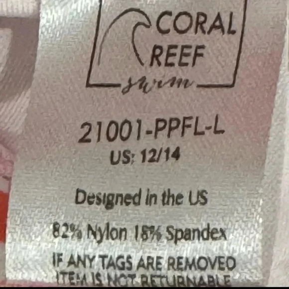 New CORAL REEF The Sailor Bathing Suit Size Large Pink Floral One Piece - Picture 8 of 11